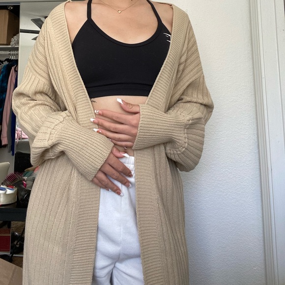 Stone Ribbed Knitted Midi Cardigan 